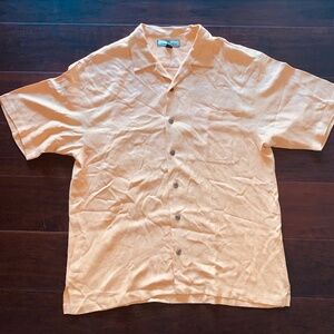 TOMMY BAHAMA Orange Hula Girl Button Up Short Sleeve Casual Shirt Size Large
